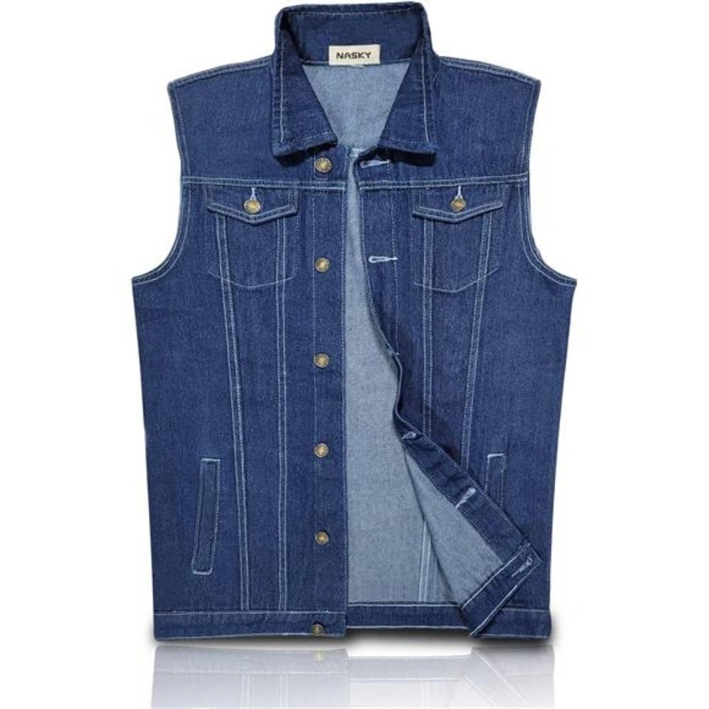 Sleeveless Denim Vest Men Retro Ripped Jean Jacket